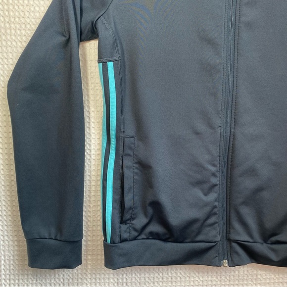 Adidas Climalite Full Zip Mock Neck Navy Track Sweater Jacket; Women’s Sz Medium - Picture 7 of 14